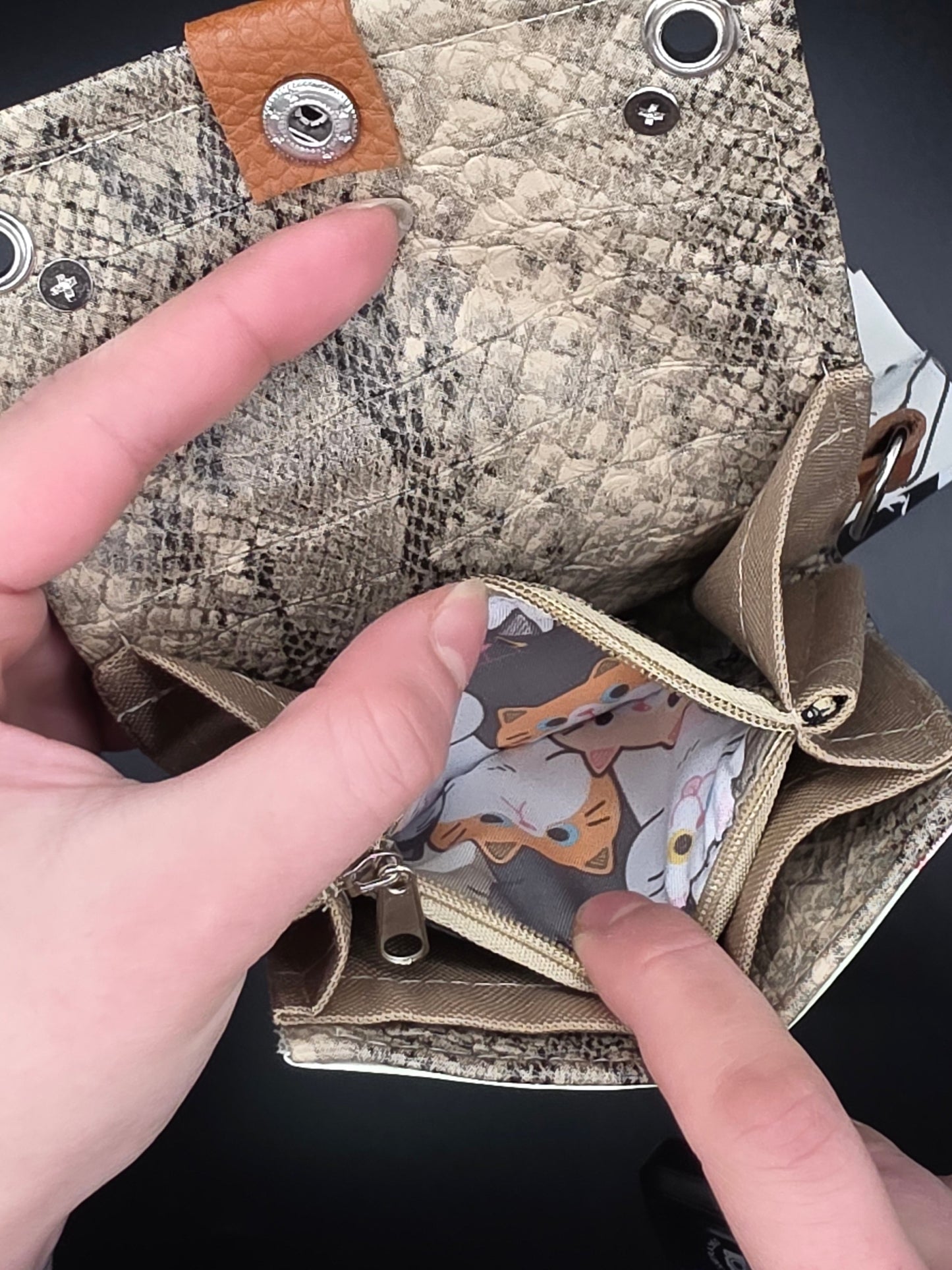 6.6 upcycling wallet - CATS BEIGE - DIE FRECHE GÖRE