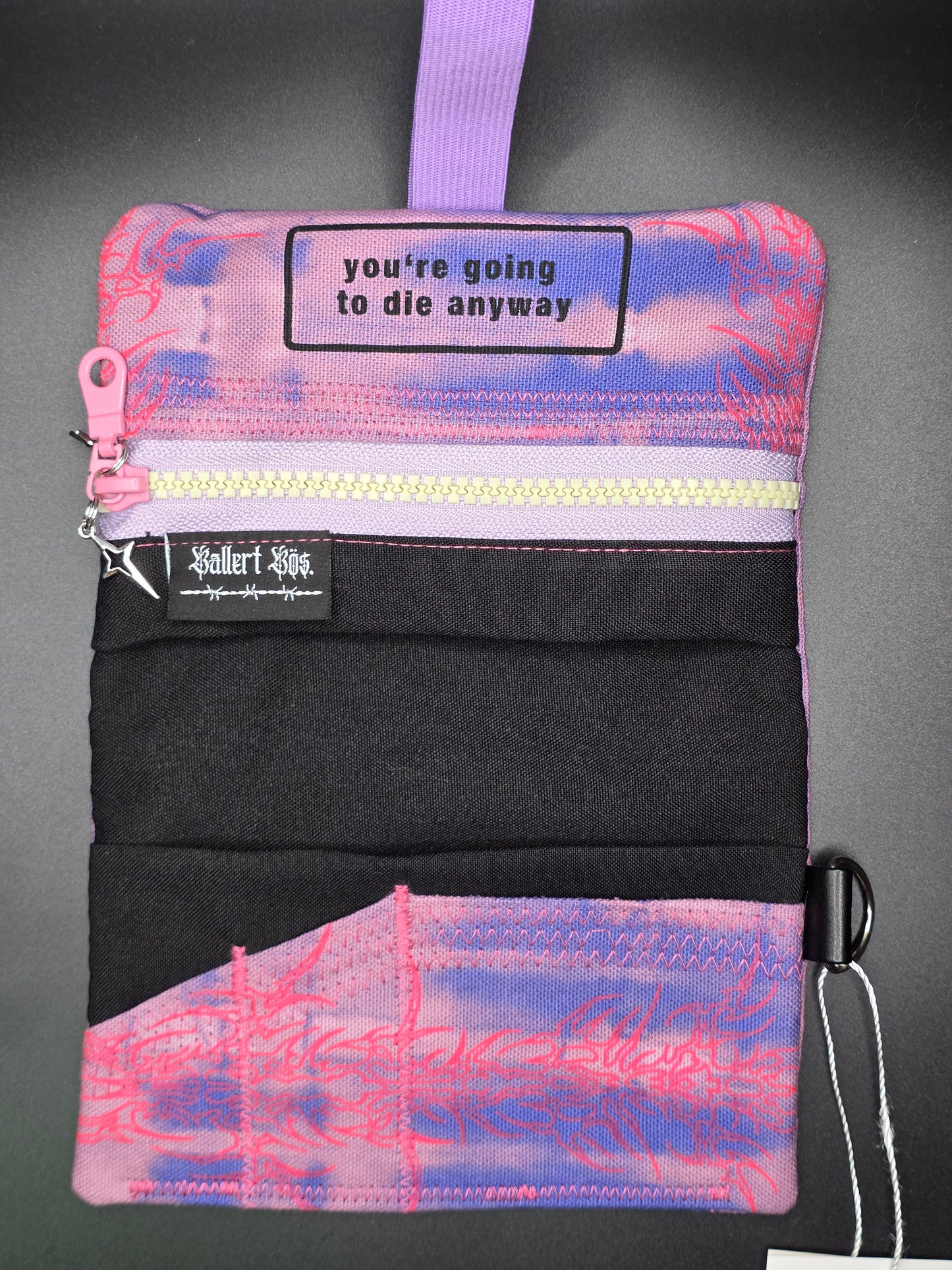 6.8 Tabacco pouch, pink tribals, purple batik - DIE FRECHE GÖRE