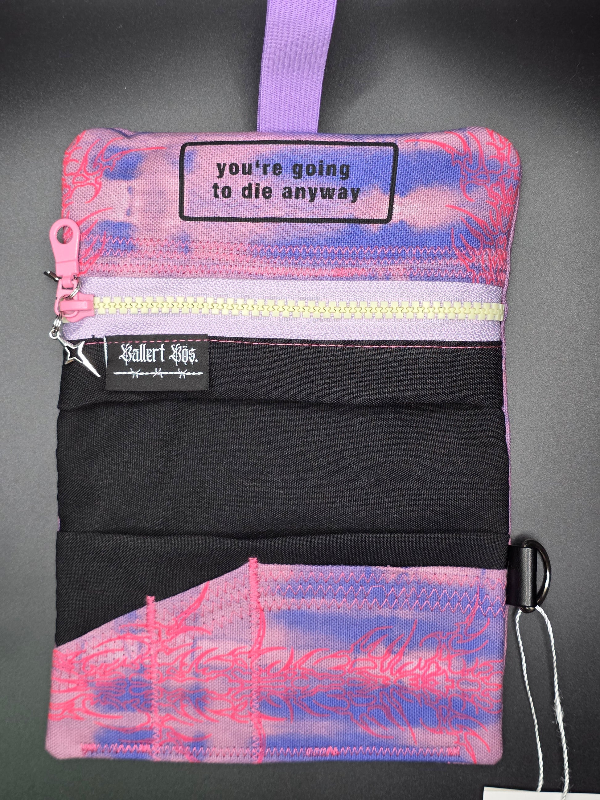 6.8 Tabacco pouch, pink tribals, purple batik - DIE FRECHE GÖRE