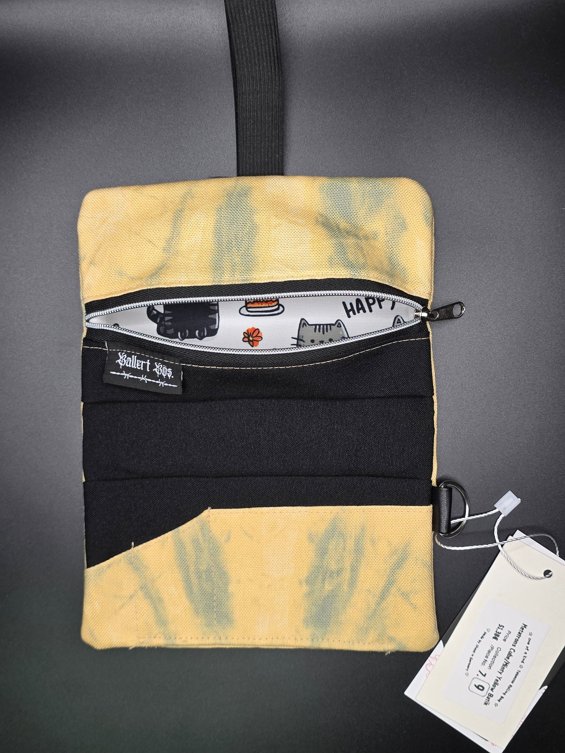 7.9 Tabacco pouch, Metatrons Cube, minty yellow batik - DIE FRECHE GÖRE