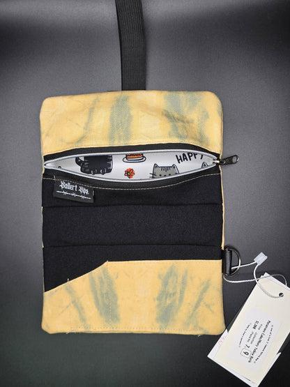 7.9 Tabacco pouch, Metatrons Cube, minty yellow batik - DIE FRECHE GÖRE