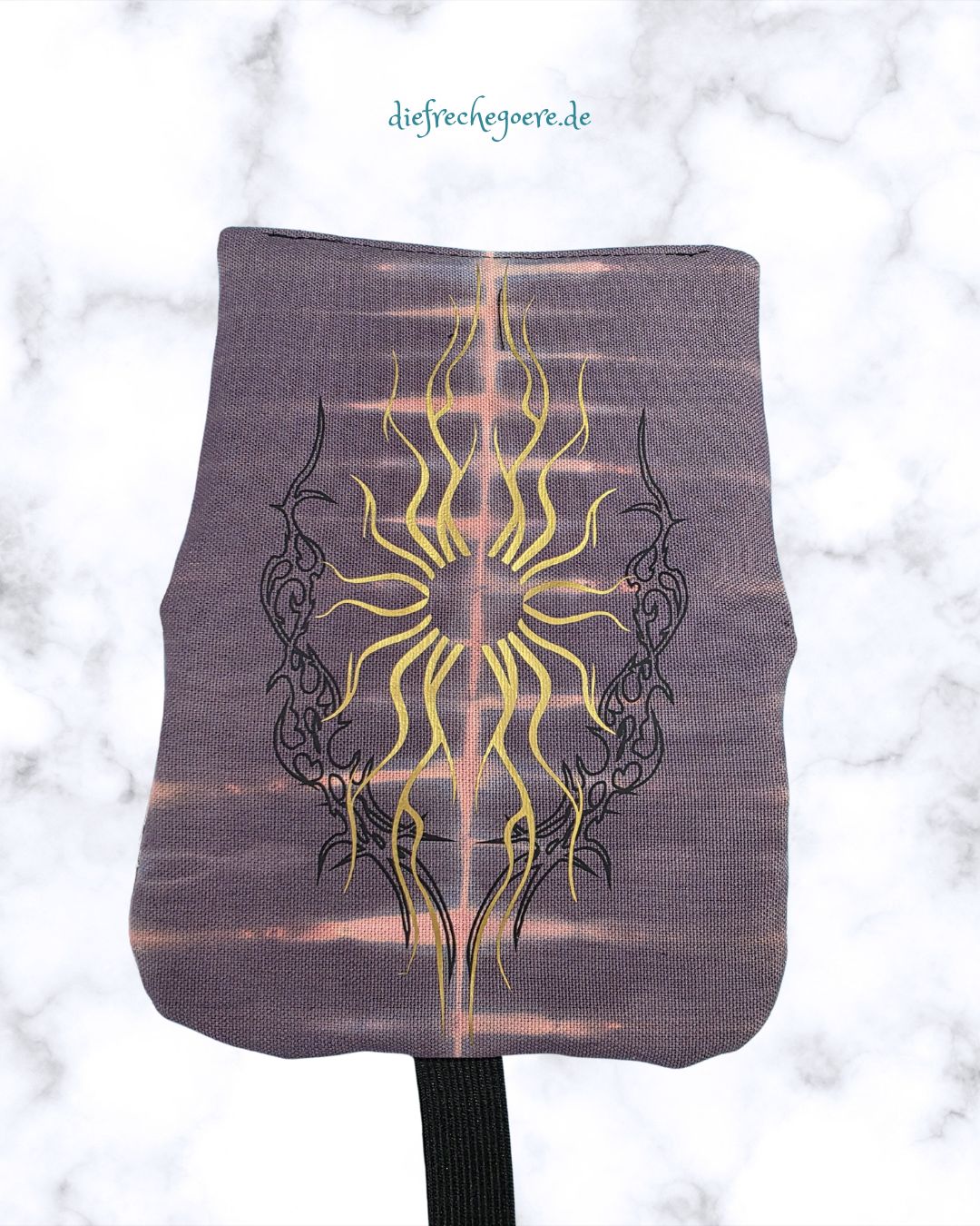 Batik „Tribals" Tabaktasche Grau / gold - Hidden Cats