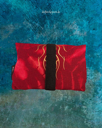 Batik „Tribals" Tabaktasche Rot  / Gold - Hidden Cats