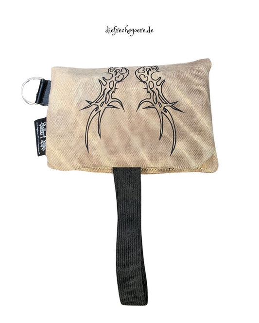 Batik „Tribals" Tabaktasche Beige / schwarz
