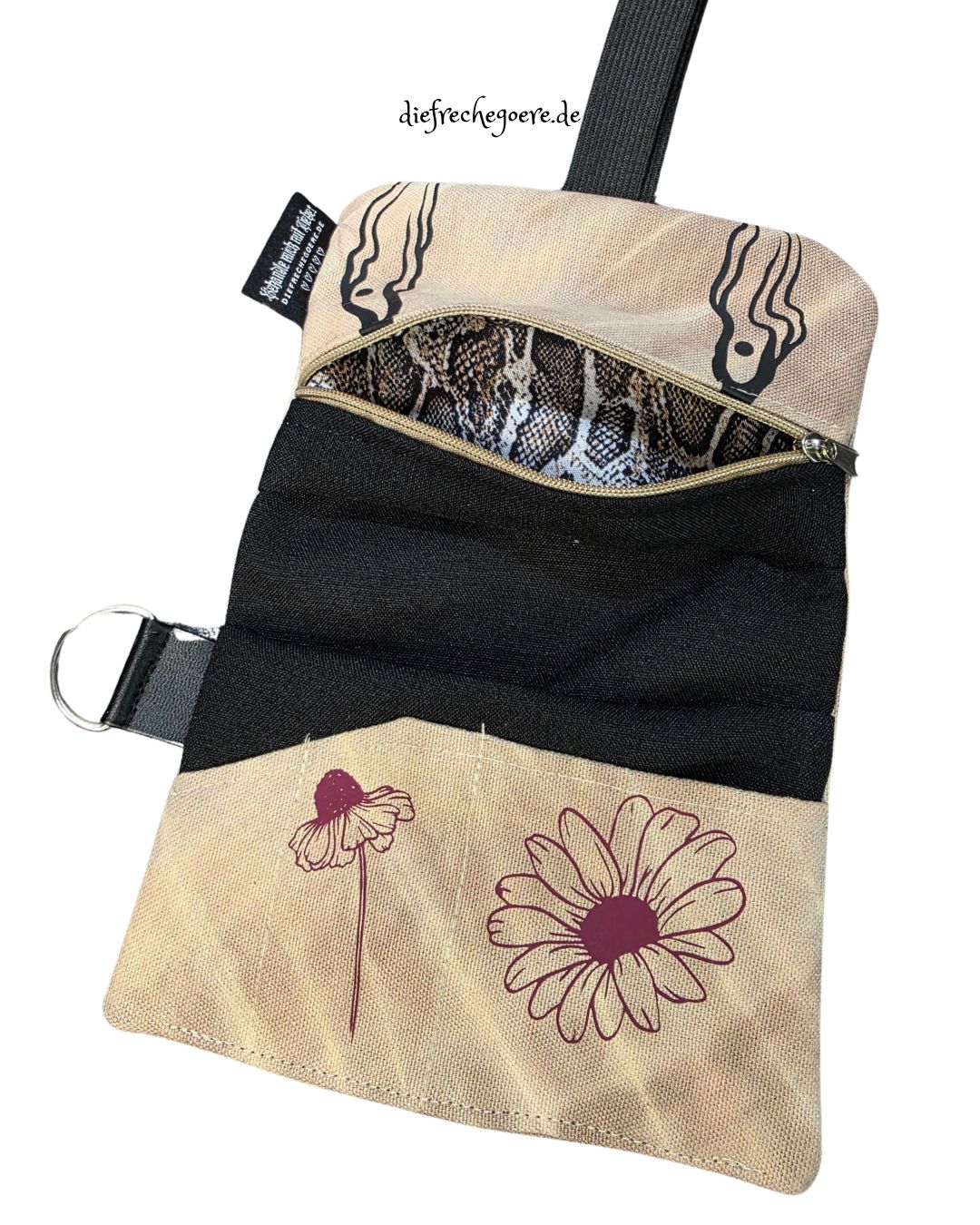 Batik „Tribals" Tabaktasche Beige / schwarz