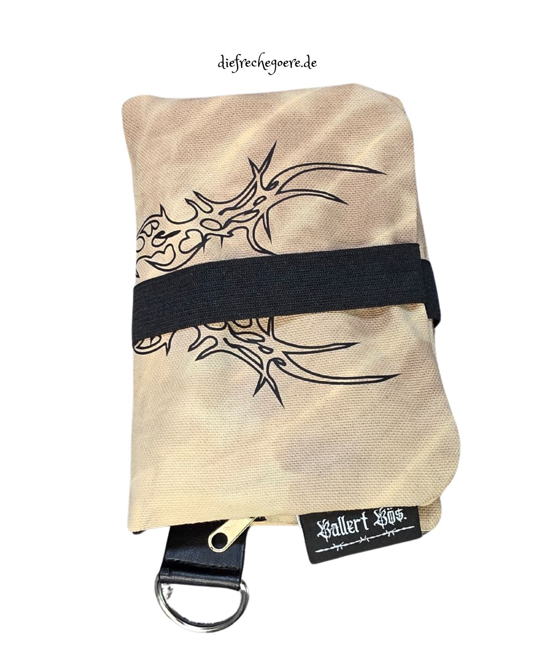 Batik „Tribals" Tabaktasche Beige / schwarz
