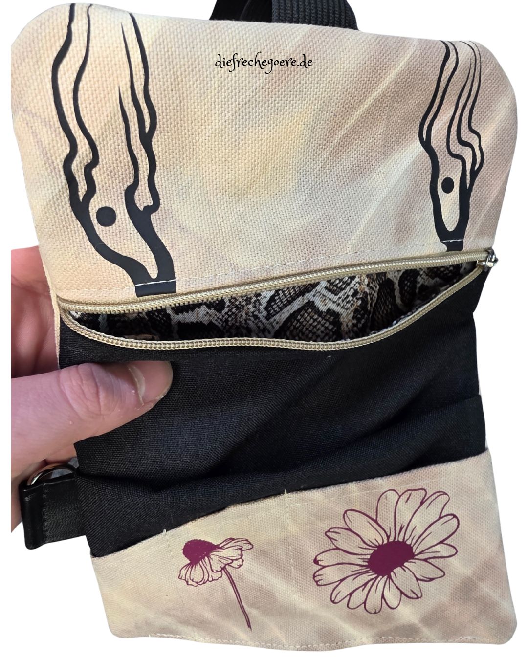 Batik „Tribals" Tabaktasche Beige / schwarz