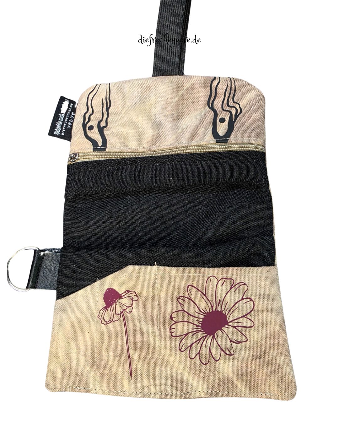 Batik „Tribals" Tabaktasche Beige / schwarz
