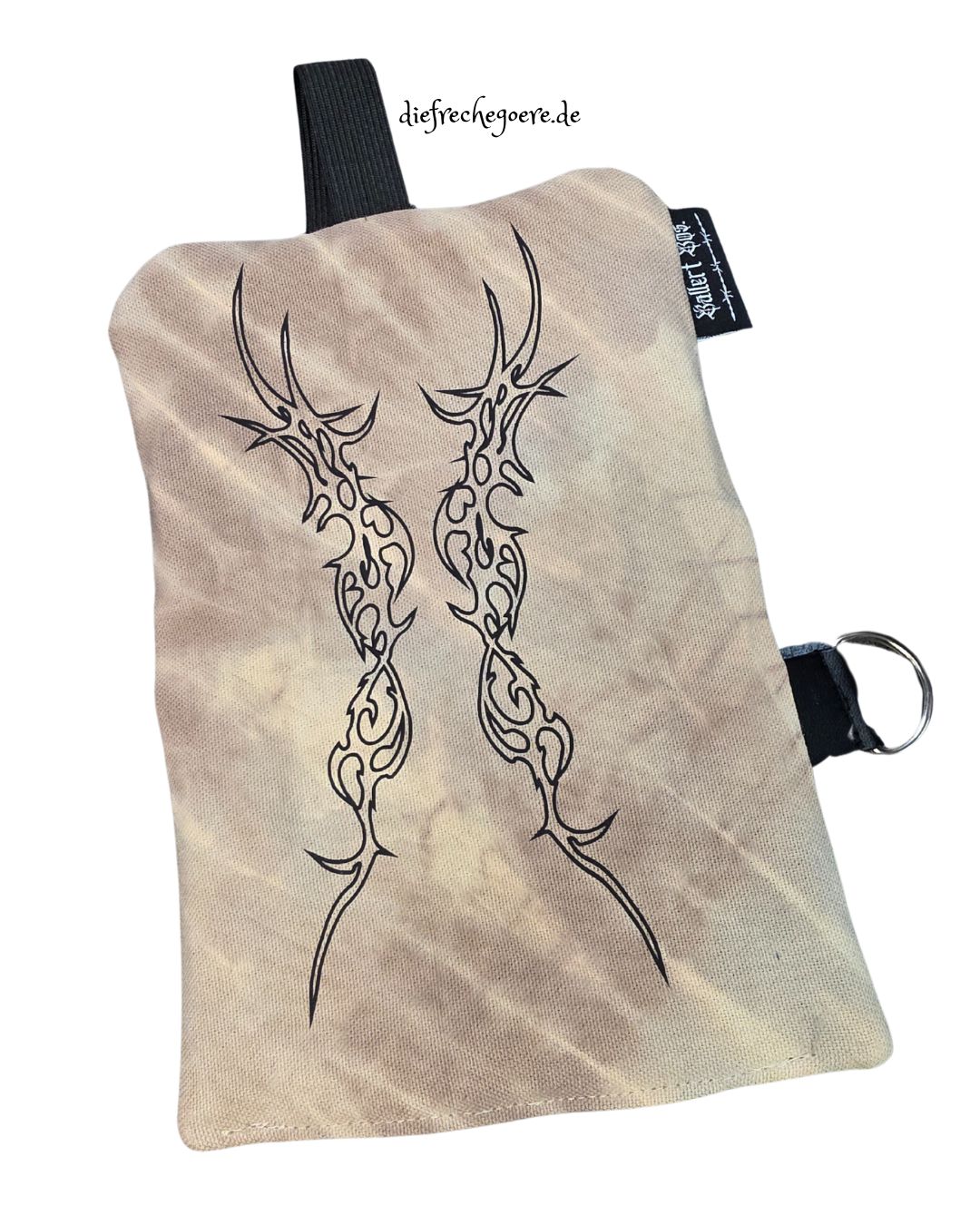 Batik „Tribals" Tabaktasche Beige / schwarz