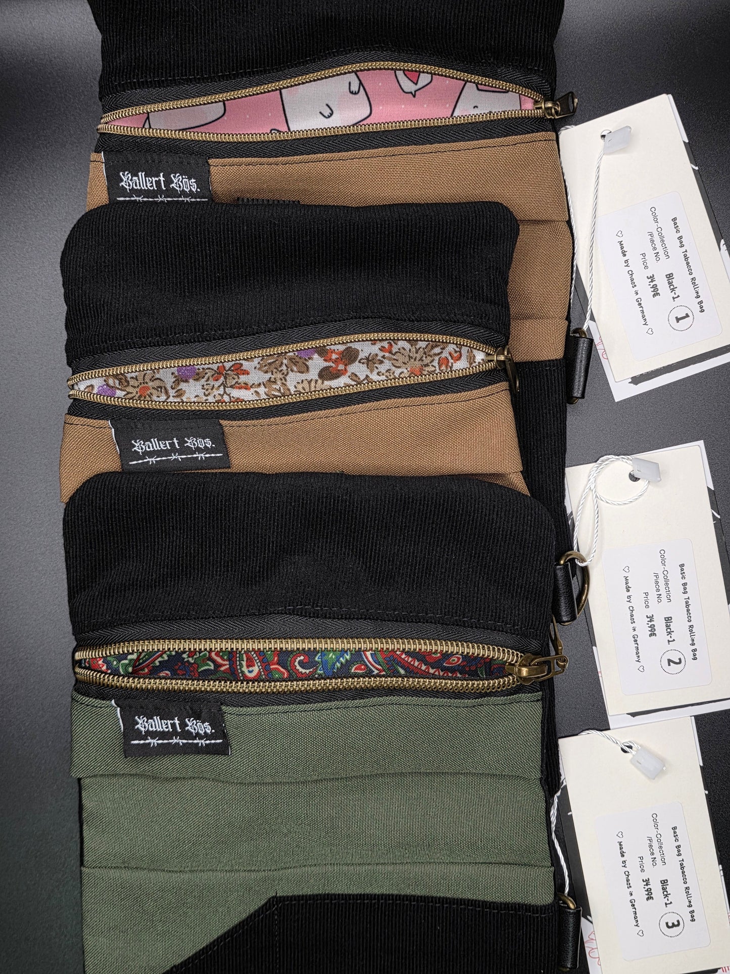 Basic Tabacco Pouch - Cord, Black - DIE FRECHE GÖRE