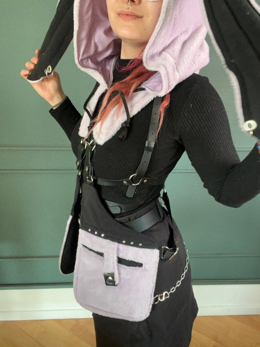 Floof Hooded Bunny Holsterbag - Flieder, schwarz - DIE FRECHE GÖRE