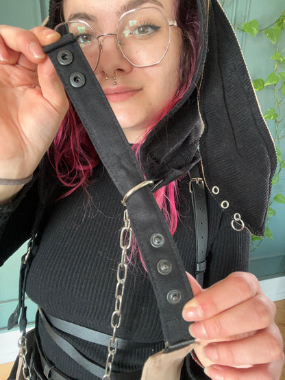 Hooded Bunny Holsterbag - Schwarz Cord mit beige - DIE FRECHE GÖRE