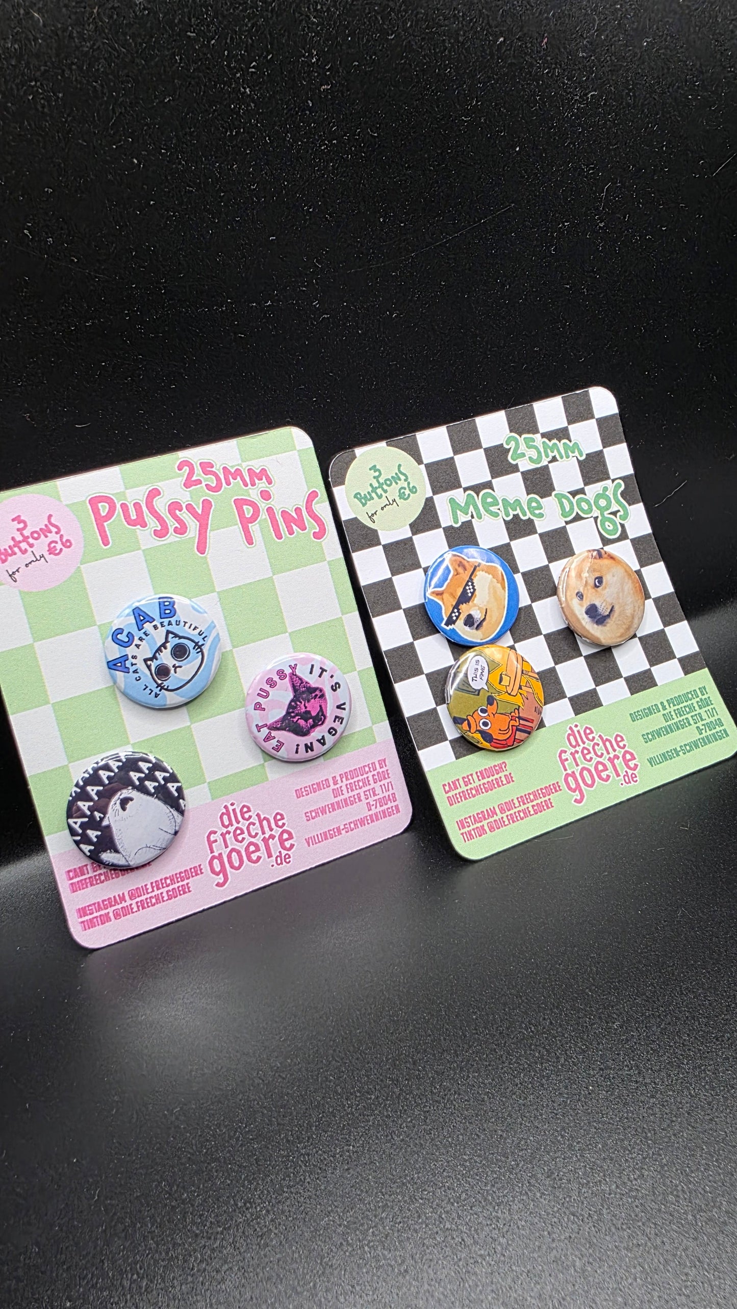 Pin Buttons Set, Pussy Pins - DIE FRECHE GÖRE