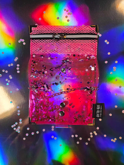 ☆ Shaker+Charms Jelly Tabakbeutel, Transparent, Pink Butterfly