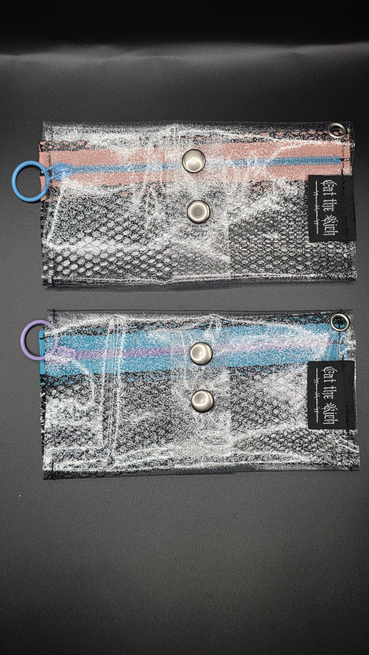 Vinyl Tabaktasche, Transparent, glitzer