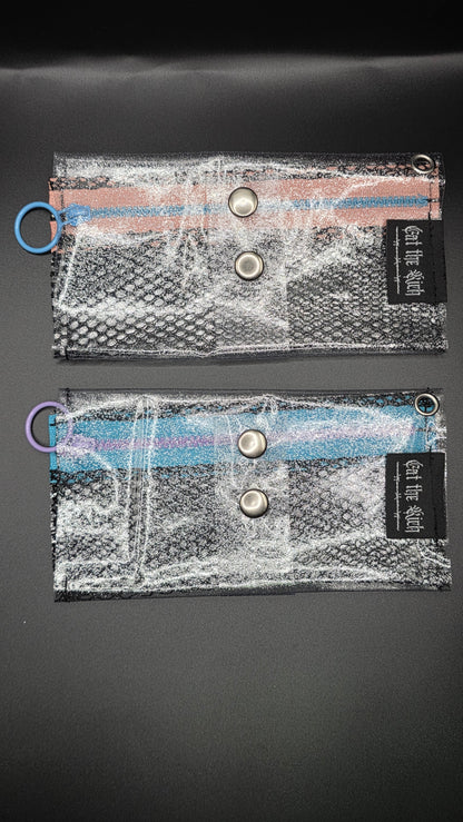 Vinyl Tabaktasche, Transparent, glitzer