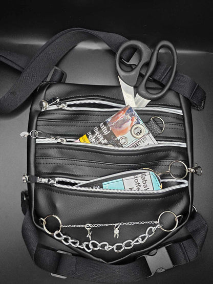 LB2.1+2 Leg Bag, black faux leather