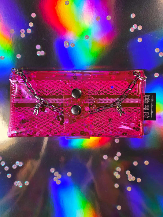 ☆ Shaker+Charms Jelly Tabakbeutel, Transparent, Pink Butterfly