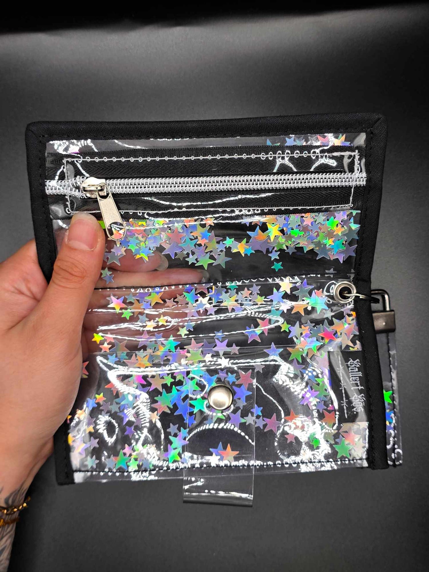 Vinyl Tabaktasche, Transparent, Fidget-Edition "Sterne"