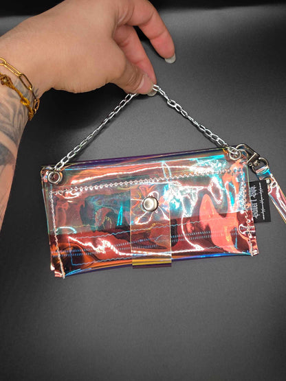 Vinyl Tabaktasche, Transparent, regenbogen-blau