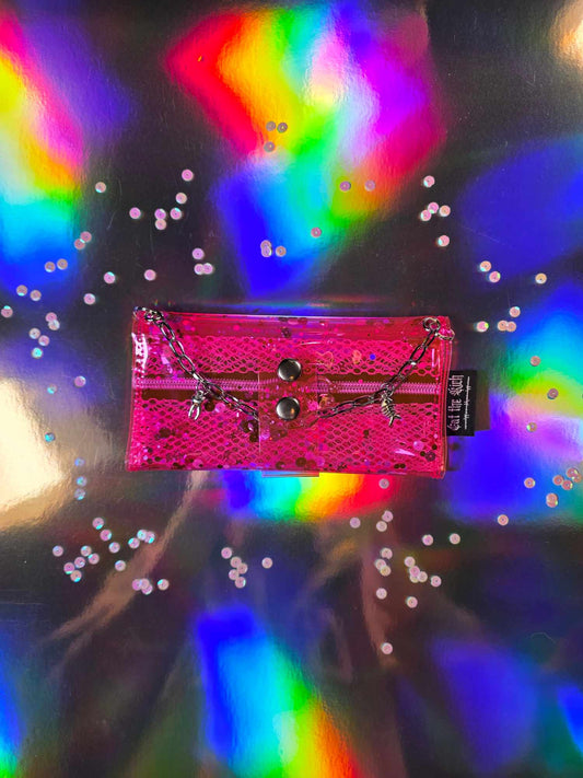 ☆ Shaker+Charms Jelly Tabakbeutel, Transparent, Pink Butterfly