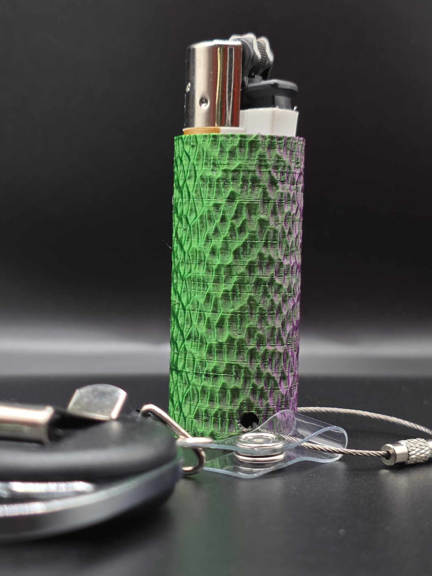 Trippy 3D Feuerzeug, ripples, grün-lila