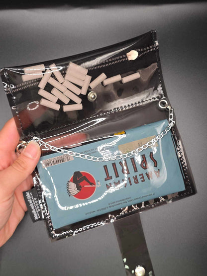 Vinyl Tabaktasche, Transparent, schwarz