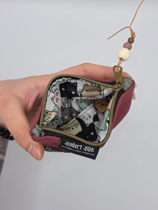 Mini Zip Wallet - Red - Cats & Dogs