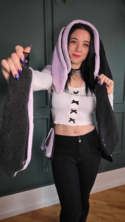 AB1.3 Pierced Bunny Holster Bag, lilac/black reversible Hood