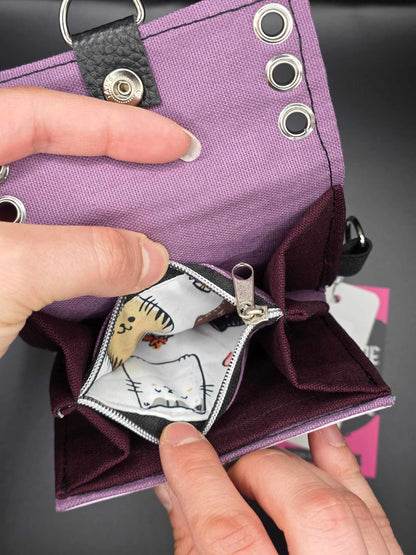 W17.3 wallet - upcycled, cats ✨️holo hearts✨️