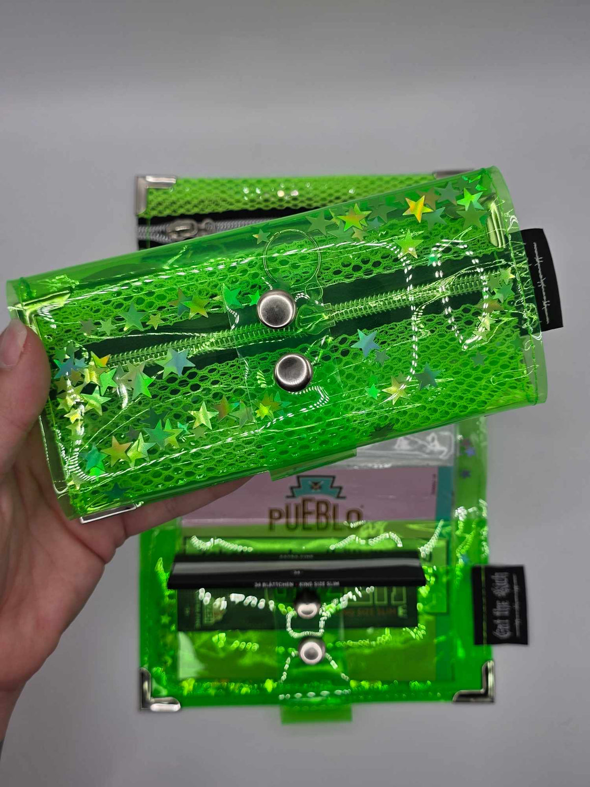 ☆Shaker Jelly Tabakbeutel, Transparent, neon grün