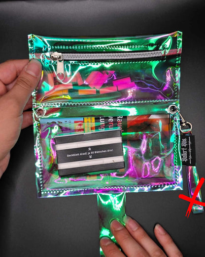 Vinyl Tabaktasche, Transparent, rainbow