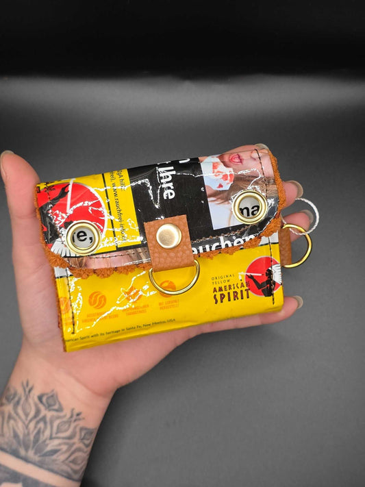 9.1 wallet, Upcycled, beige cats