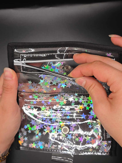 Vinyl Tabaktasche, Transparent, Fidget-Edition "Sterne"