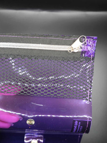 Vinyl Tabaktasche, Transparent, lila-schwarz
