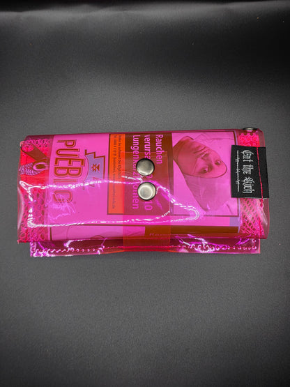 Vinyl Tabaktasche, Transparent, pink