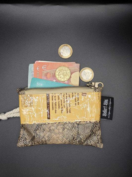 mini zip wallet - Upcycled, beige-snake 2