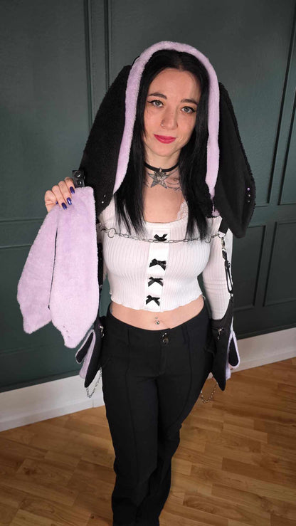 AB1.3 Pierced Bunny Holster Bag, lilac/black reversible Hood
