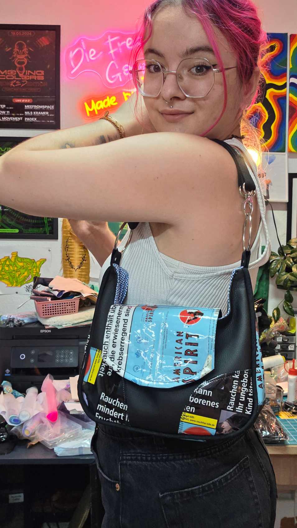 Tabak Handtasche, blau
