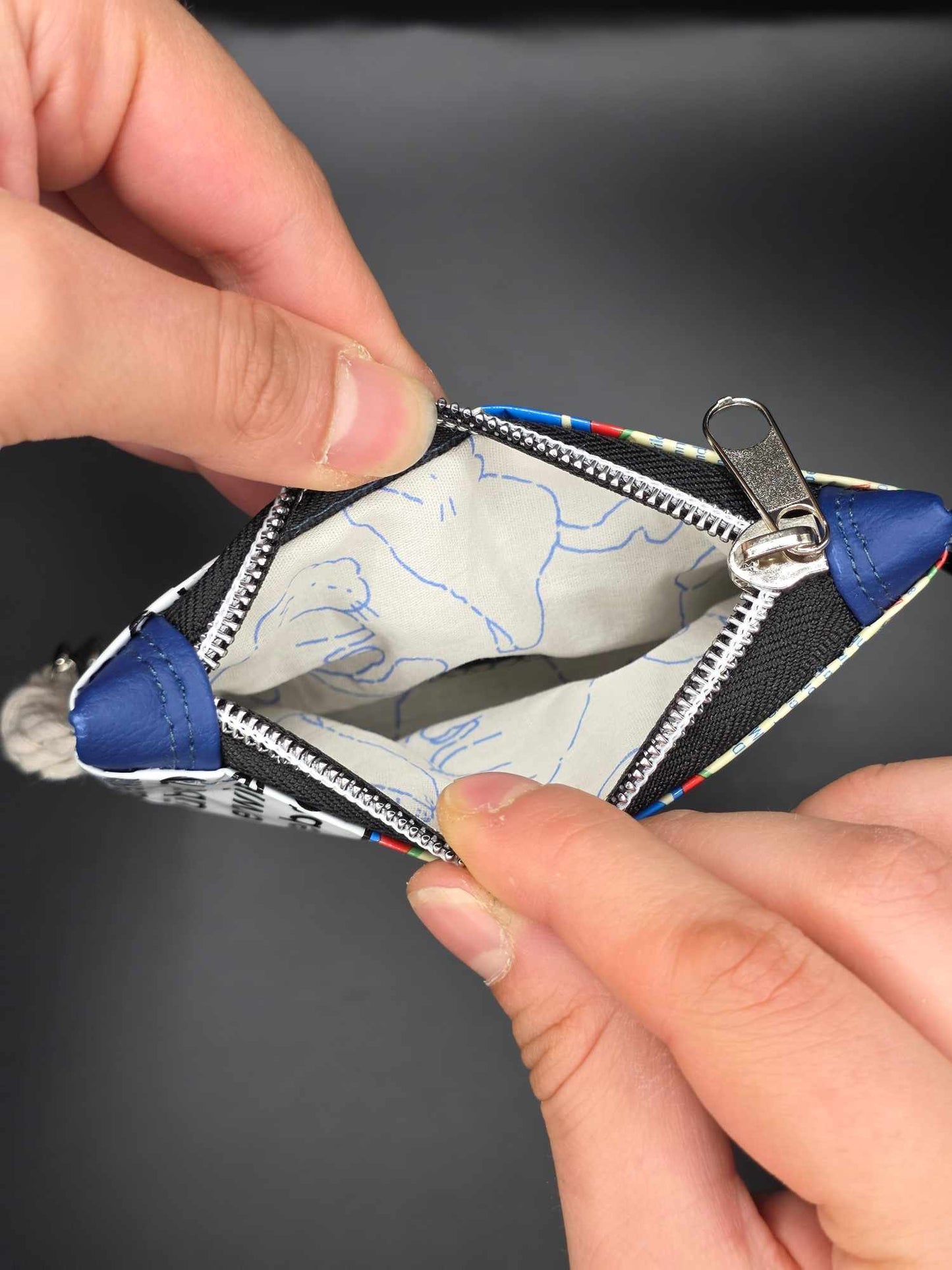 mini zip wallet - Upcycled, blau 2