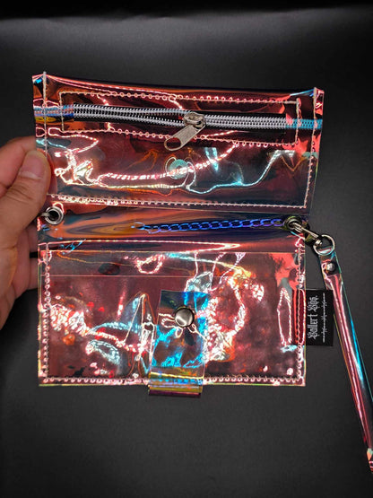 Vinyl Tabaktasche, Transparent, regenbogen-blau