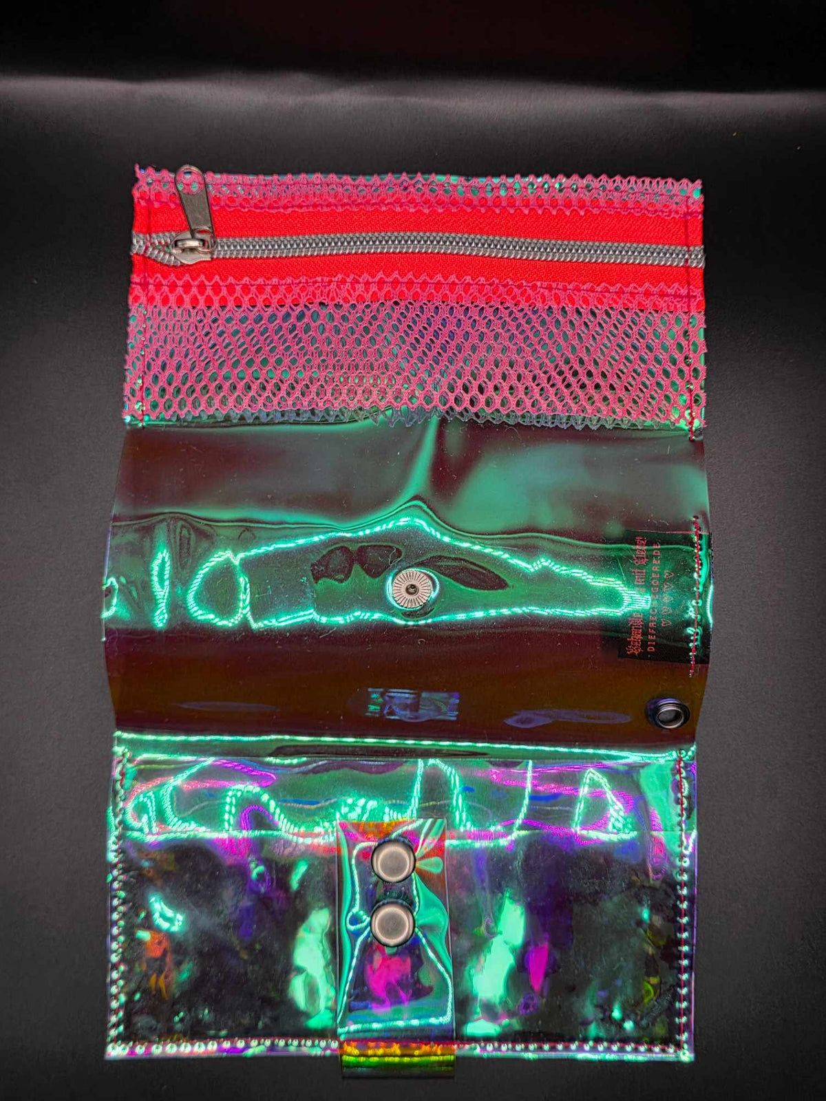 Vinyl Tabaktasche, Transparent, rainbow-pink