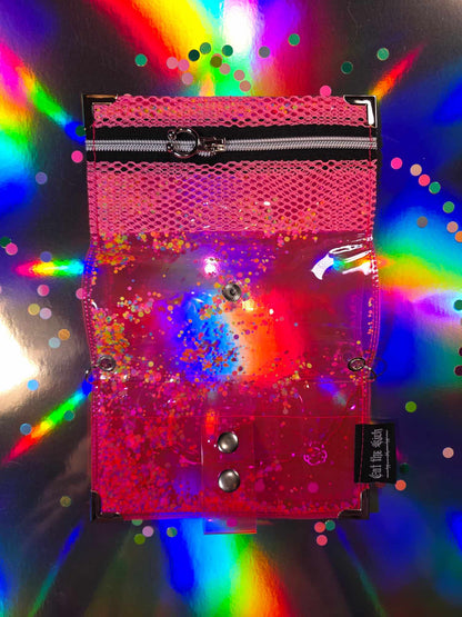 ☆ Shaker+Charms Jelly Tabakbeutel, Transparent, Pink Polka Dots