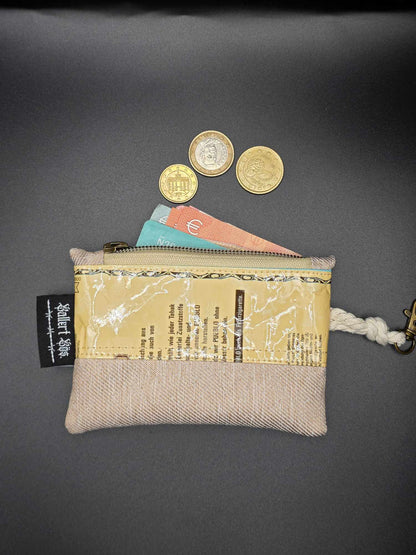 mini zip wallet - Upcycled, beige