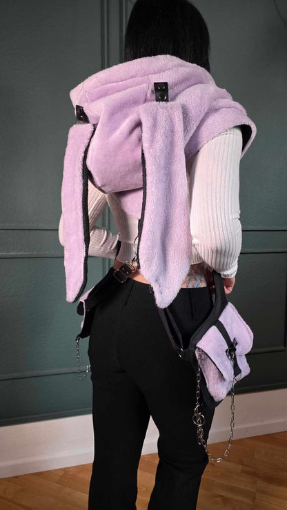 AB1.3 Pierced Bunny Holster Bag, lilac/black reversible Hood