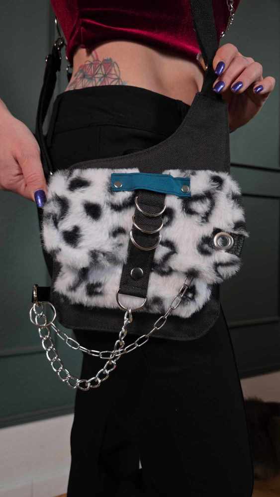 AB1.4 Snow Leopard Holster Bag, black white blue