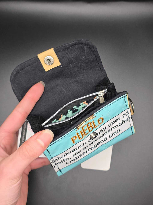 10.3 wallet - upcycled, blue leo lining