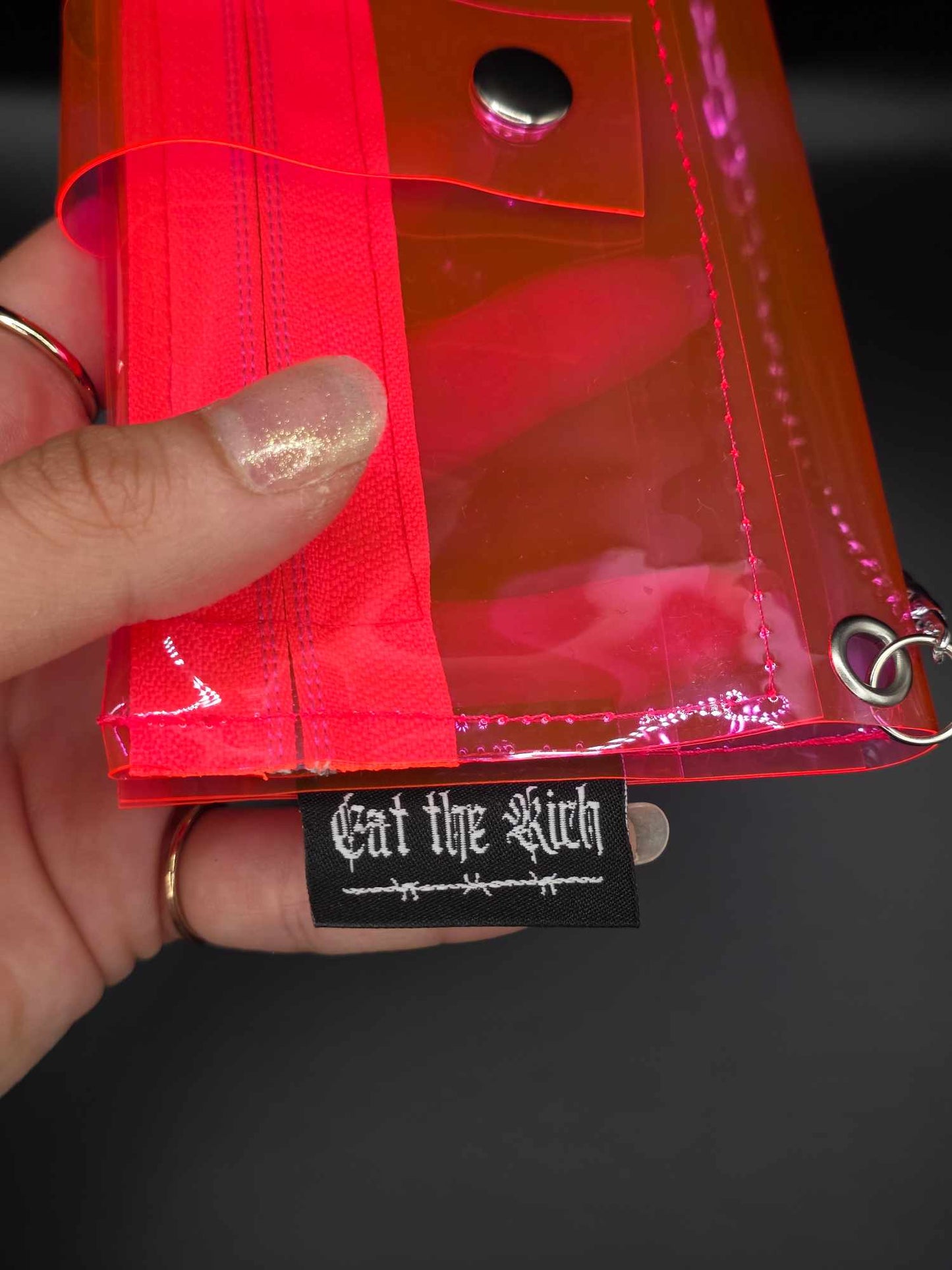 Vinyl Tabaktasche, Transparent, pink