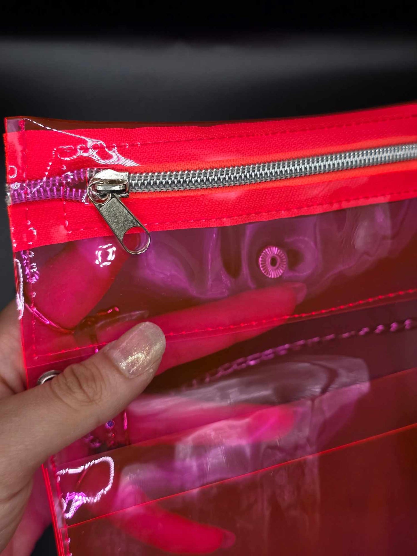 Vinyl Tabaktasche, Transparent, pink