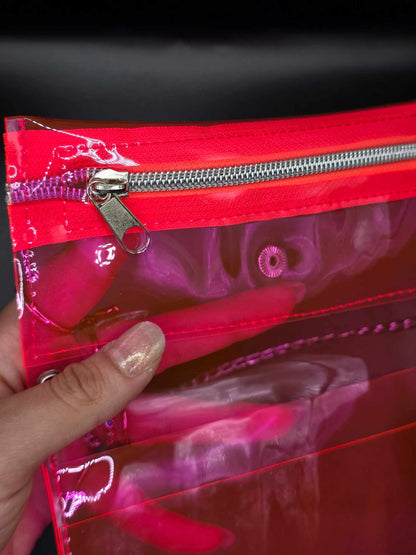 Vinyl Tabaktasche, Transparent, pink
